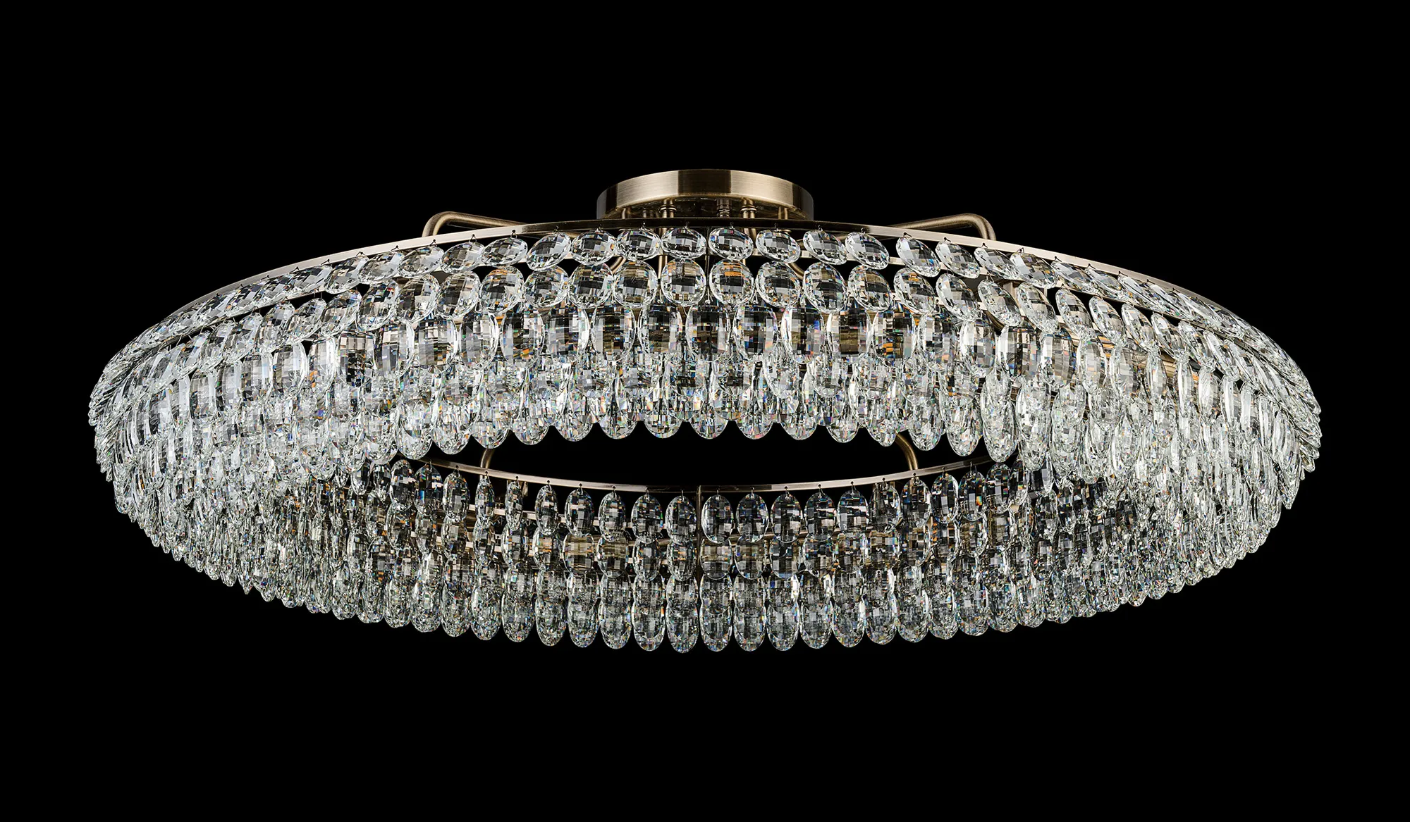 Coniston Antique Brass Crystal Ceiling Lights Diyas Semi Flush Fittings